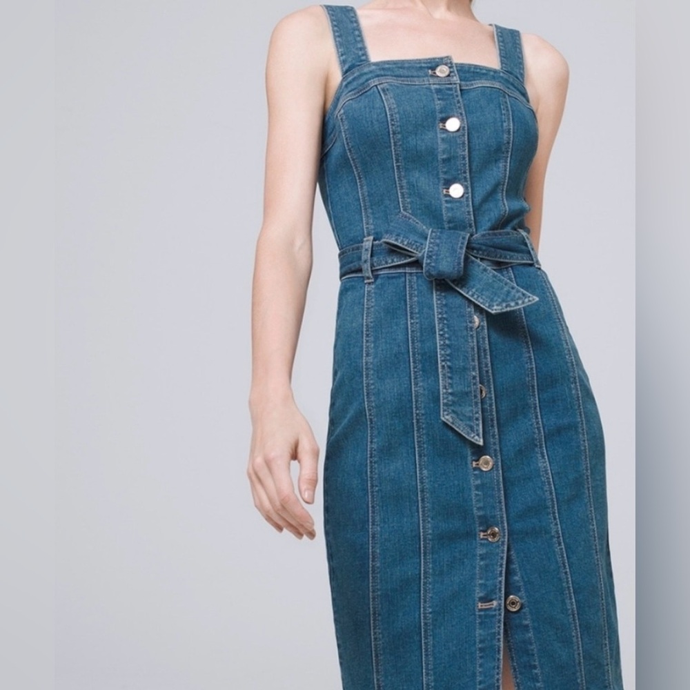 WHBM Stretchy Denim Dress Size 8 White House Black Market Adjustable Straps